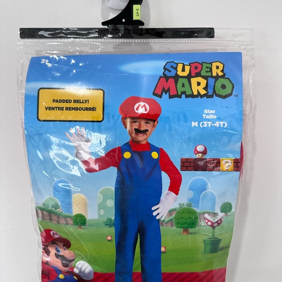 Nintendo Super Mario Brothers Mario Boys Toddler Costume - Size 3t/4 - Picture 3 of 10